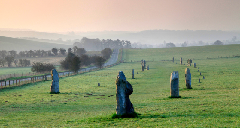 Avebury Stone Circle in the mist